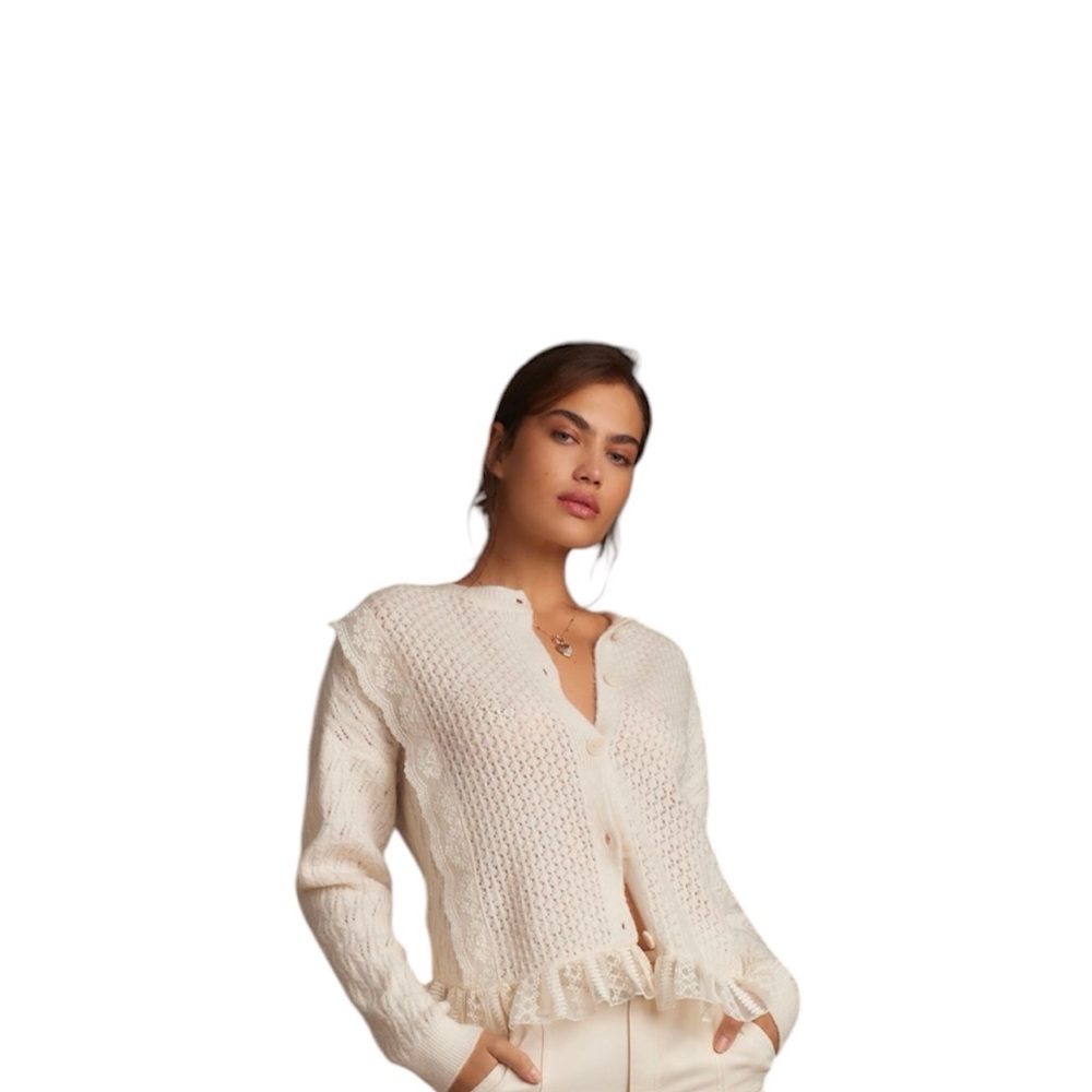Pointella cardigan ruffled sweater